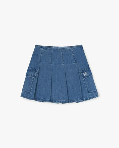  MLB - Women's Basic Cargo Pleated Mini Denim Skirt 