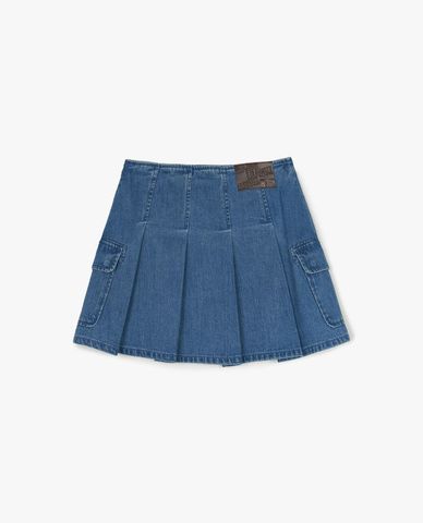  MLB - Women's Basic Cargo Pleated Mini Denim Skirt 