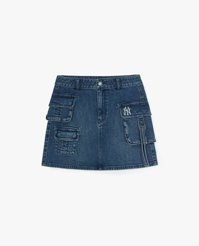  MLB - Women's Basic Small Logo Denim Mini Skirt 