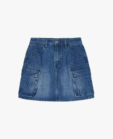  MLB - Women's Denim A-Line Mini Skirt Embo Monogram 