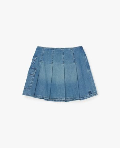  MLB - Women Varsity Vintage Mini Pleated Denim Skirt 