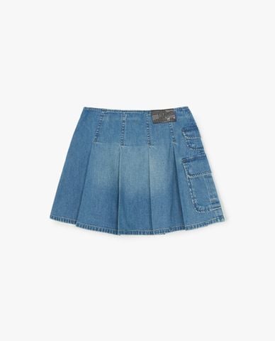  MLB - Women Varsity Vintage Mini Pleated Denim Skirt 
