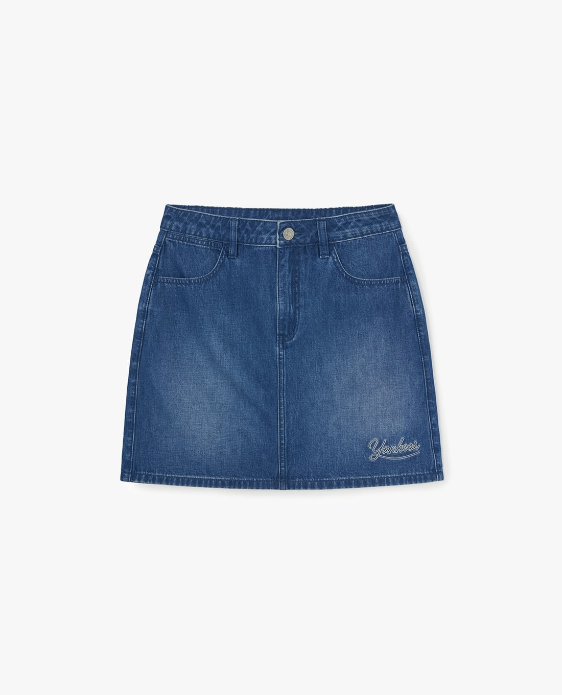 MLB - Women Varsity Lettering Mini Denim Skirt