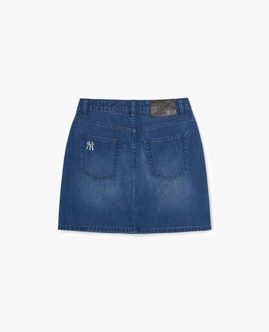  MLB - Women Varsity Lettering Mini Denim Skirt 