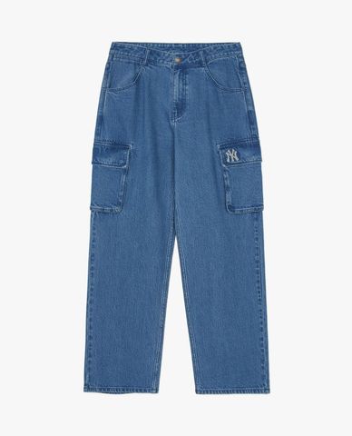  MLB - Men's Basic Small Logo Wide-Leg Jeans 