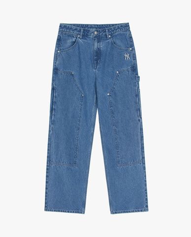  MLB - Men's Basic Small Logo Wide-Leg Jeans 