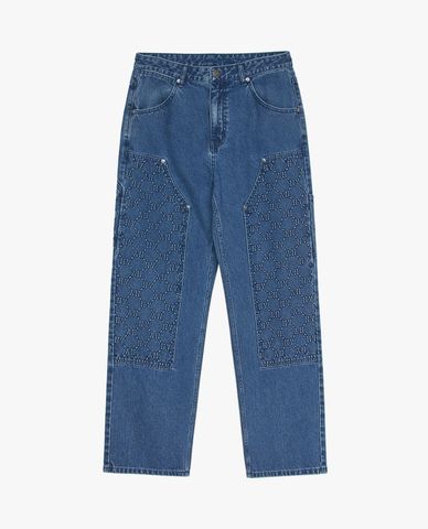  MLB - Men's Diagram Monogram Embossed Wide-Leg Jeans 