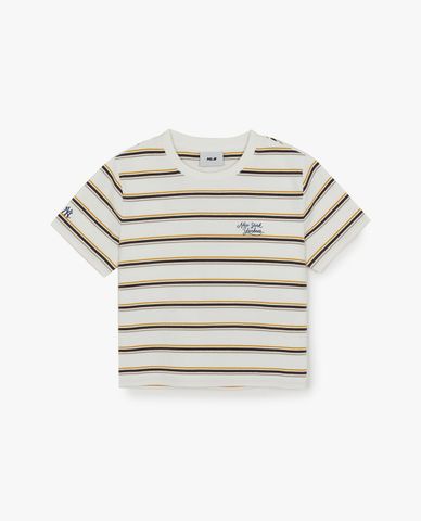  MLB - Women Sportive Striped Short Sleeve Croptop 