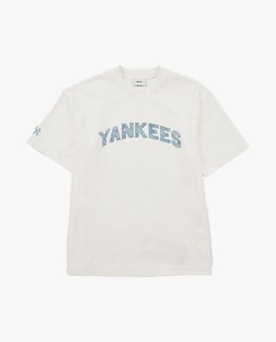  MLB - Unisex Denim-Like Lettering Monogram T-Shirt 