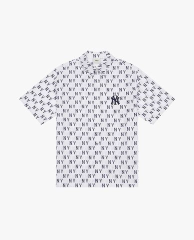  MLB - Unisex Short Sleeve Collared Shirt with Monogram Pattern 