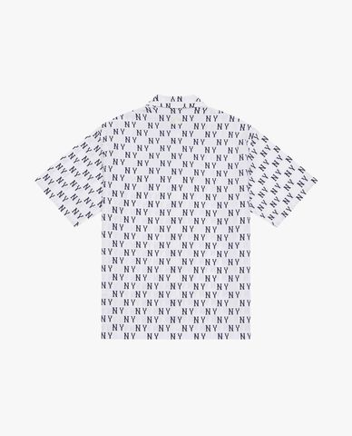  MLB - Unisex Short Sleeve Collared Shirt with Monogram Pattern 