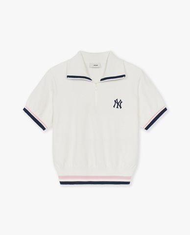 MLB - Women's Varsity Short-Sleeve Zip Polo Shirt 