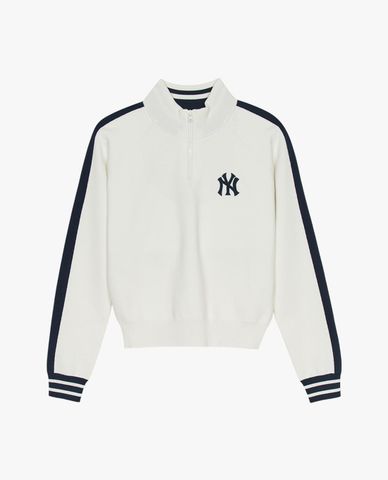  MLB - Women's Varsity Pullover Collared Long-Sleeved Sweatshirt 