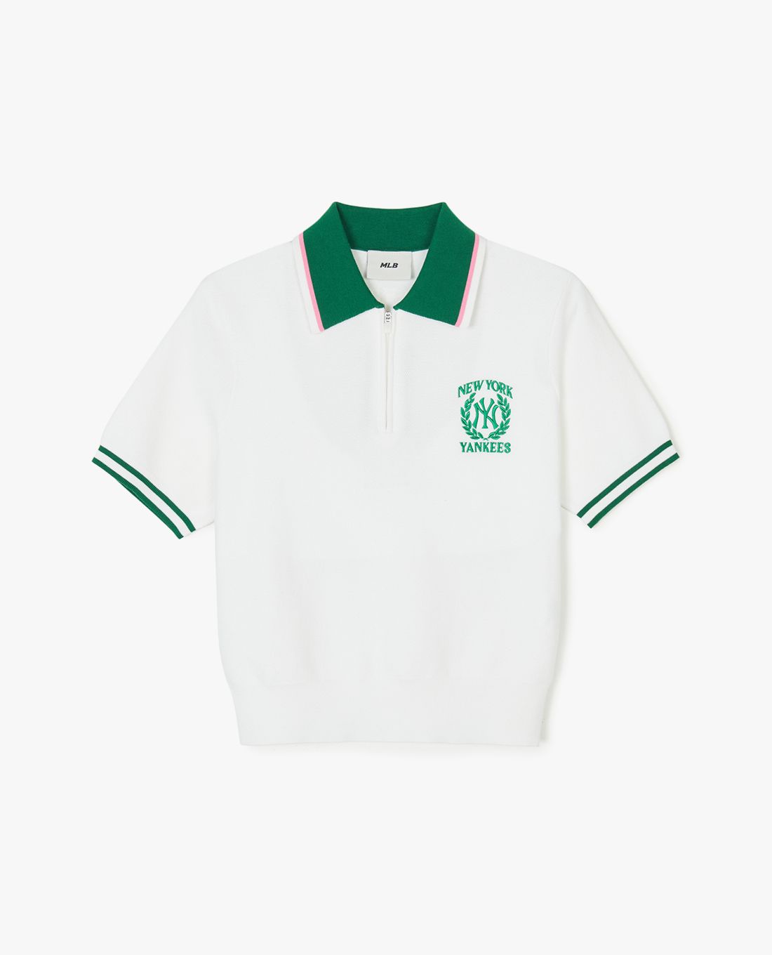 MLB - Women's Polo Shirt with Collar, Short Sleeves, Sportive Varsity Half Zip Up
