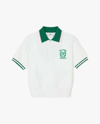  MLB - Women's Polo Shirt with Collar, Short Sleeves, Sportive Varsity Half Zip Up 
