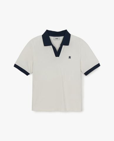  MLB - Women Basic V Neck Short Sleeve Polo Shirt 