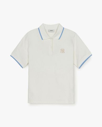  MLB - Women's Dia Monogram Tonal Jacquard Short-Sleeve Polo Shirt 