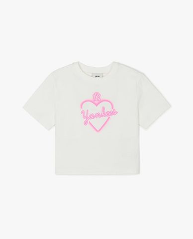  MLB - Women's Heart Medium Logo Short-Sleeve Crewneck Croptop 