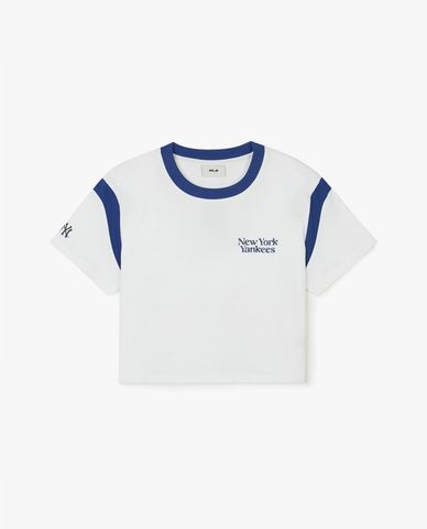  MLB - Women's Croptop T-Shirt with Round Neck and Short Sleeves Varsity 