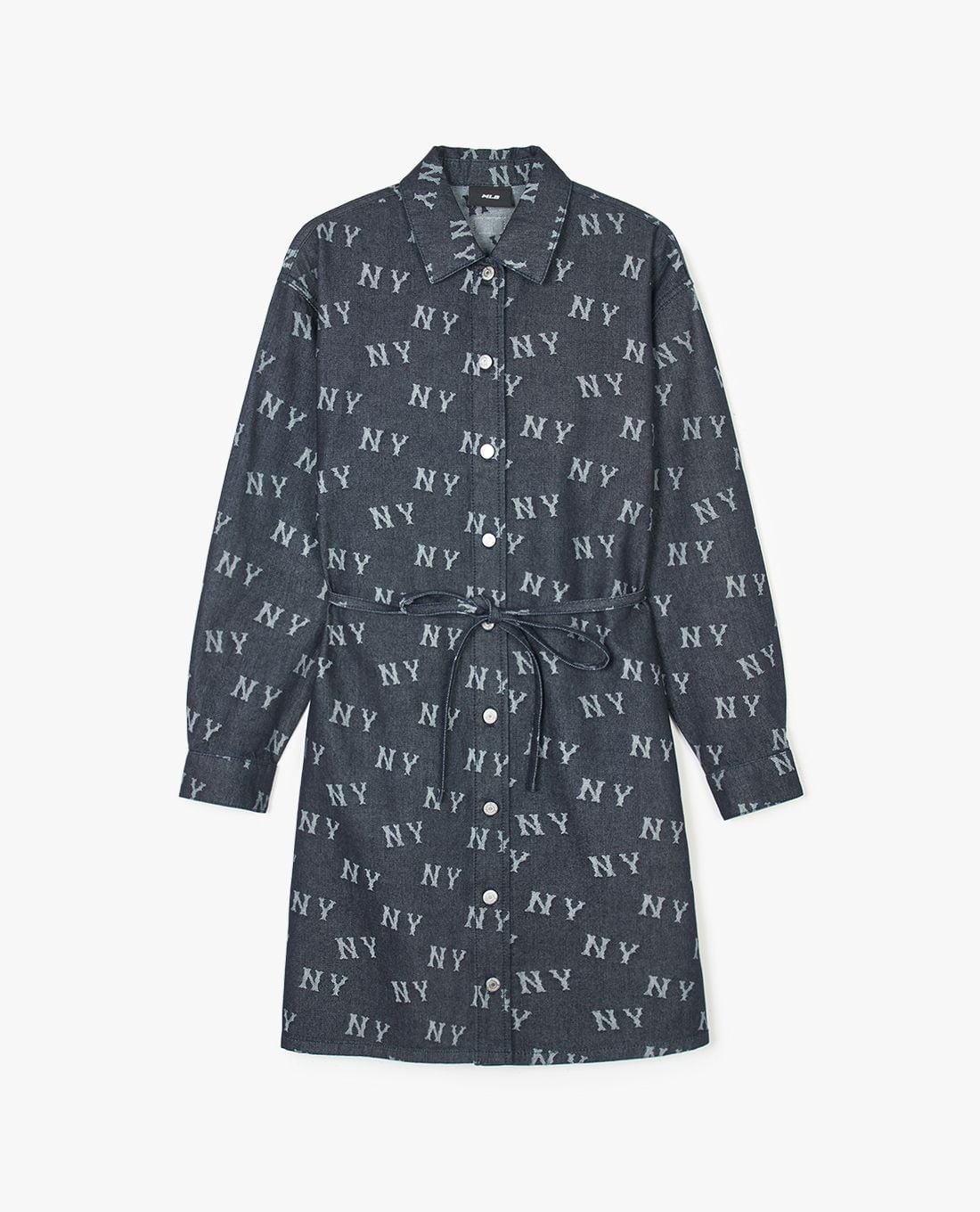 MLB - Classic Jacquard Monogram Long-Sleeve Denim Shirt Dress