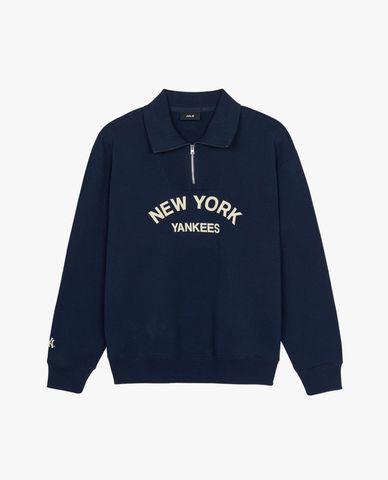  MLB - Unisex Button Collar Long Sleeve Varsity Lettering Sweatshirt 