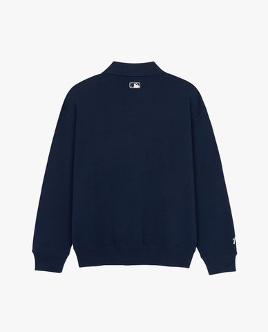  MLB - Unisex Button Collar Long Sleeve Varsity Lettering Sweatshirt 