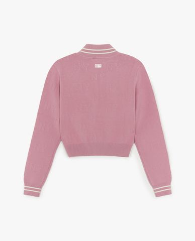  MLB - Cropped Knit Top With Monogram Pattern 