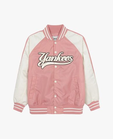  MLB - Women's Nylon Front Graphic Varsity Bomber Jacket 