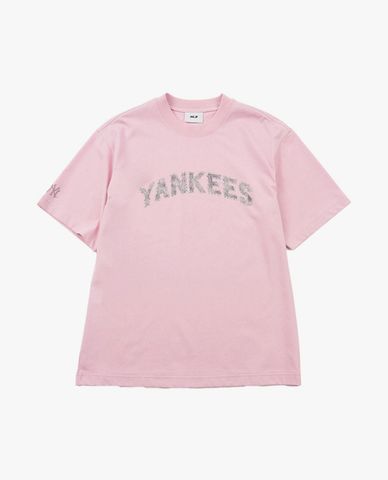  MLB - Unisex Denim-Like Lettering Monogram T-Shirt 