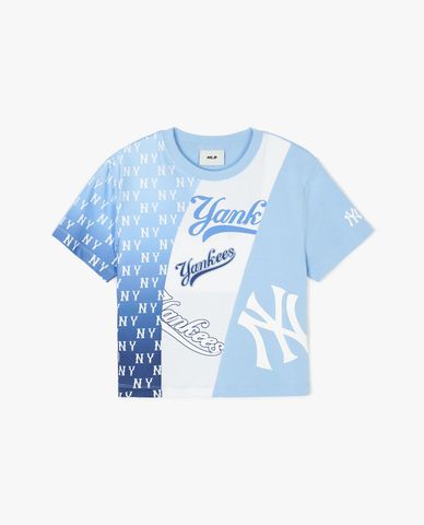  MLB - Women's Round-Neck Short-Sleeve Croptop Monogram Block Slim 