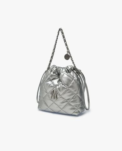 MLB - Women Basic Quilting PU Mini Drawstring Bag 