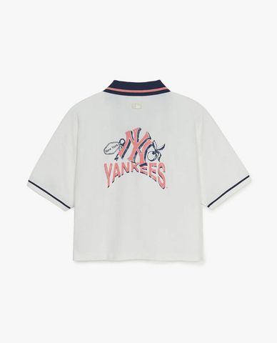  MLB - Women's Athleisure Short-Sleeve Crop Polo Shirt 