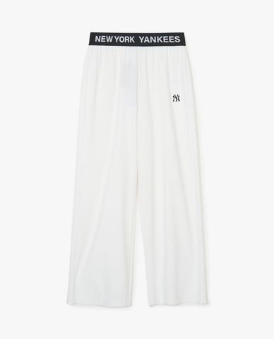  MLB - Women's Wide-Leg Elastic Waist Pants Basic Small Logo Banding 