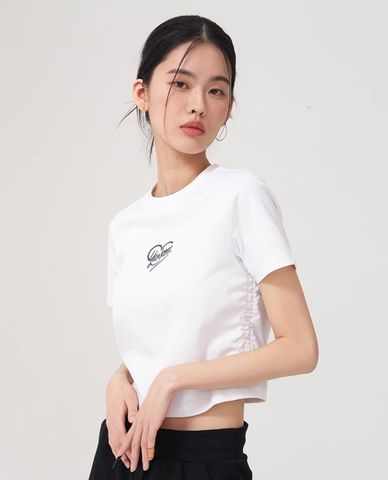  MLB - Women's Short Sleeve Crew Neck Heart Athleisure Croptop 