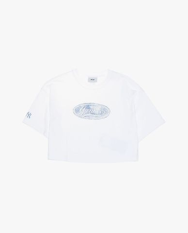  MLB - Women's Monogram Series Round-Neck Short-Sleeve Crop Top 