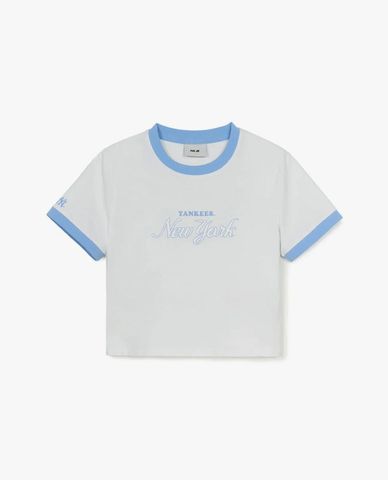  MLB - Women's Short Sleeve Crew Neck Varsity Ringer Croptop 