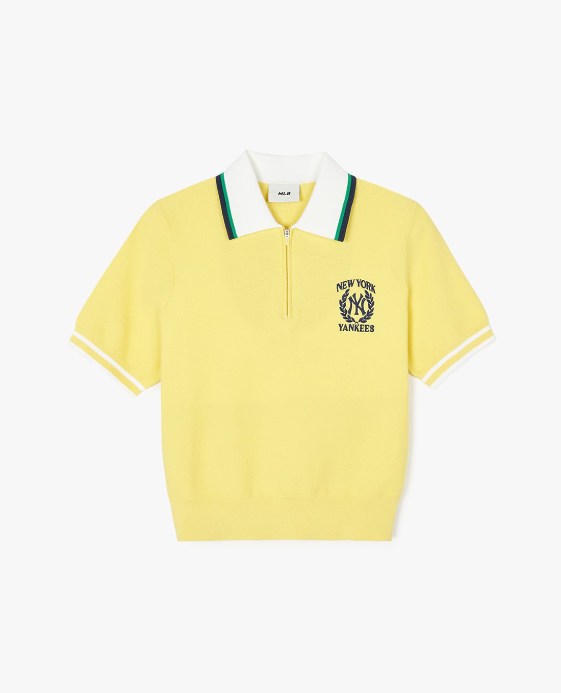 MLB - Women's Polo Shirt with Collar, Short Sleeves, Sportive Varsity Half Zip Up