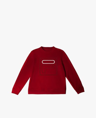  FILA - Unisex Red Old Gold Round Neck Sweatshirt 