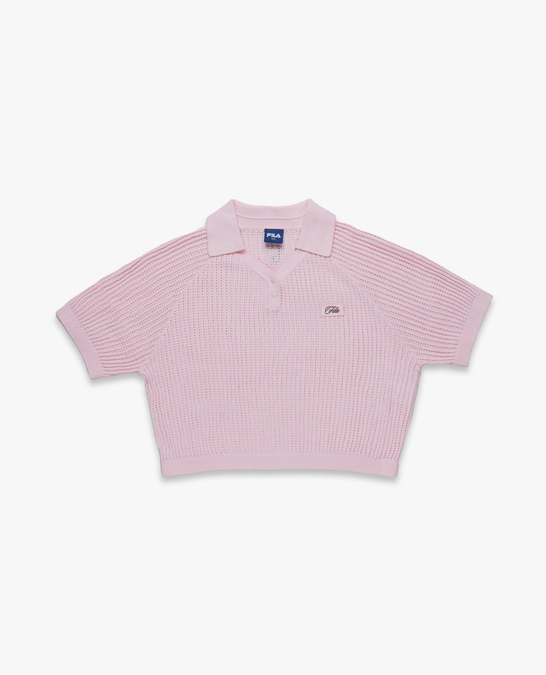 FILA - Women's Ribbed Knit Collared Cropped Polo Shirt Origin