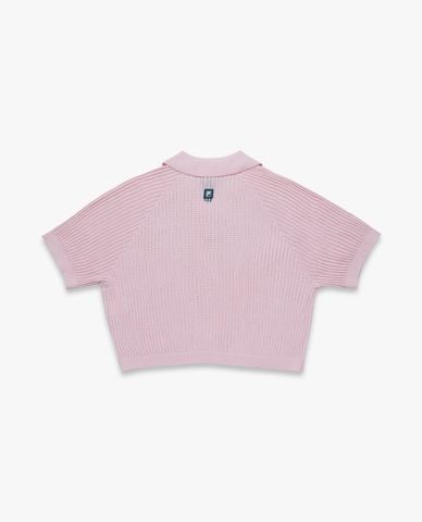  FILA - Women's Ribbed Knit Collared Cropped Polo Shirt Origin 