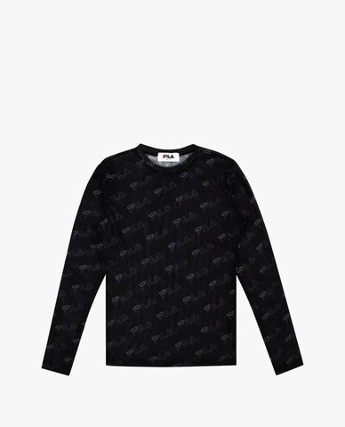 FILA - Women's Knit Logo Print Long Sleeve T Shirt 