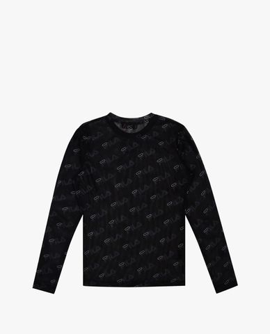  FILA - Women's Knit Logo Print Long Sleeve T Shirt 