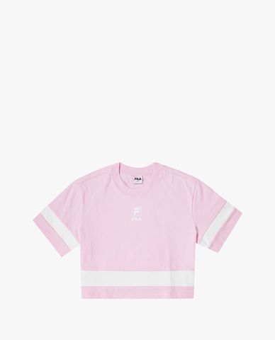  FILA - Women's Heritage Loose Fit Small Logo Cropped T Shirt 