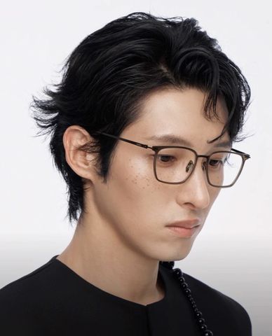  MUJOSH - Unisex Thin-Frame Wood 90 Square Frame Glasses 