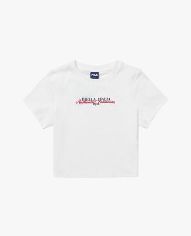  FILA - Women's Crew Neck Short Sleeve Heritage Logo Croptop 