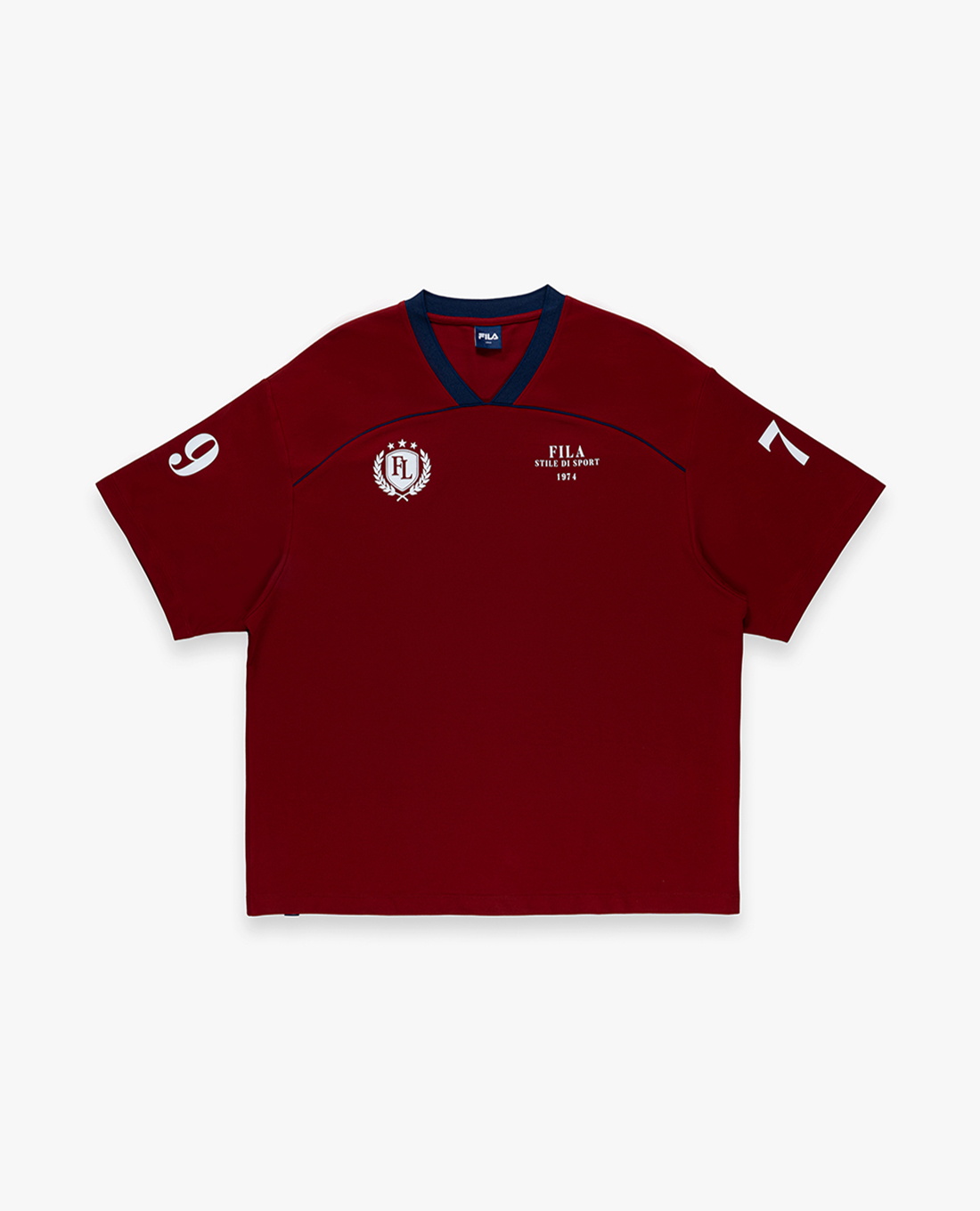 FILA - Unisex V Neck Short Sleeve Heritage Graphic Logo T Shirt