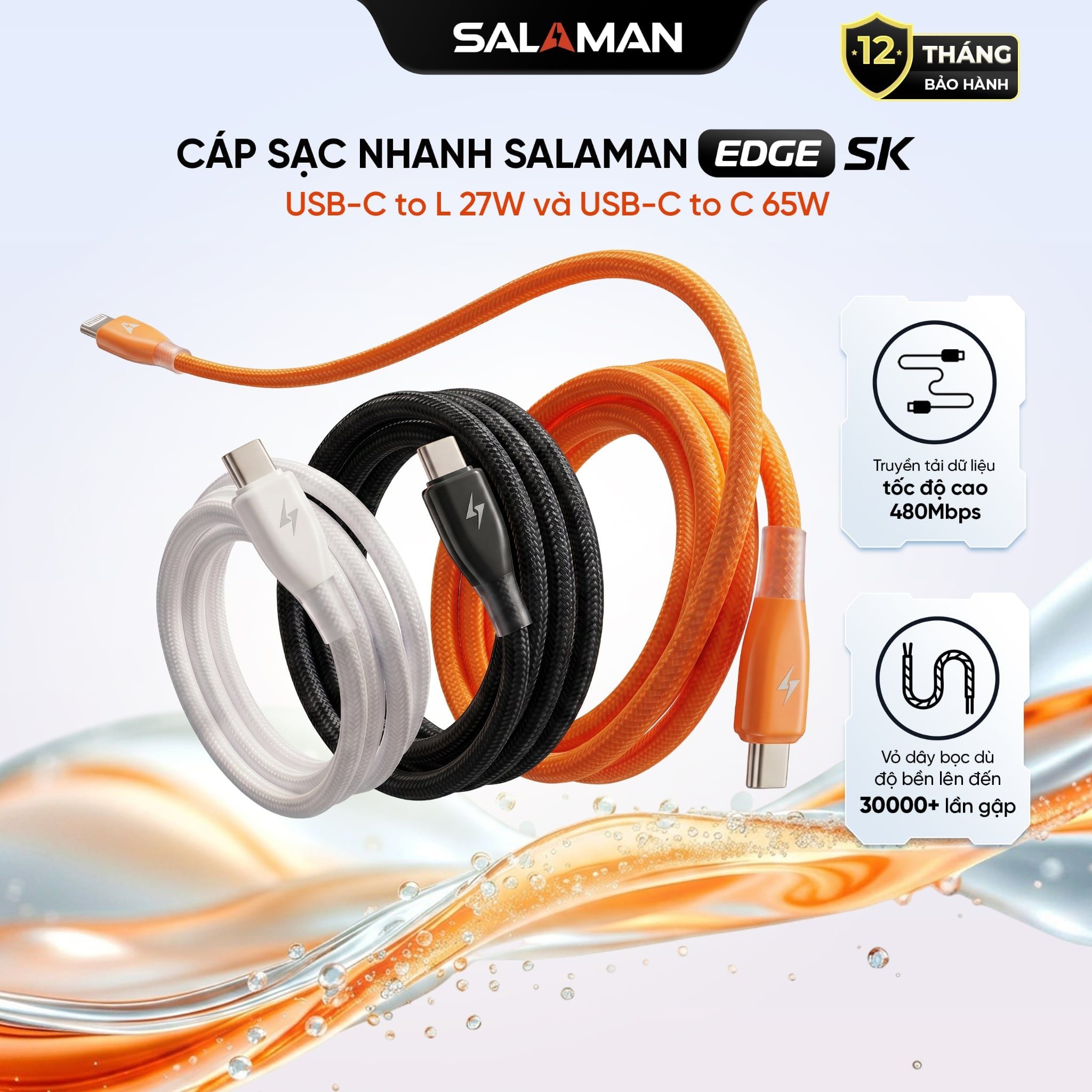  Cáp sạc nhanh Salaman Edge SK 27W/65W 