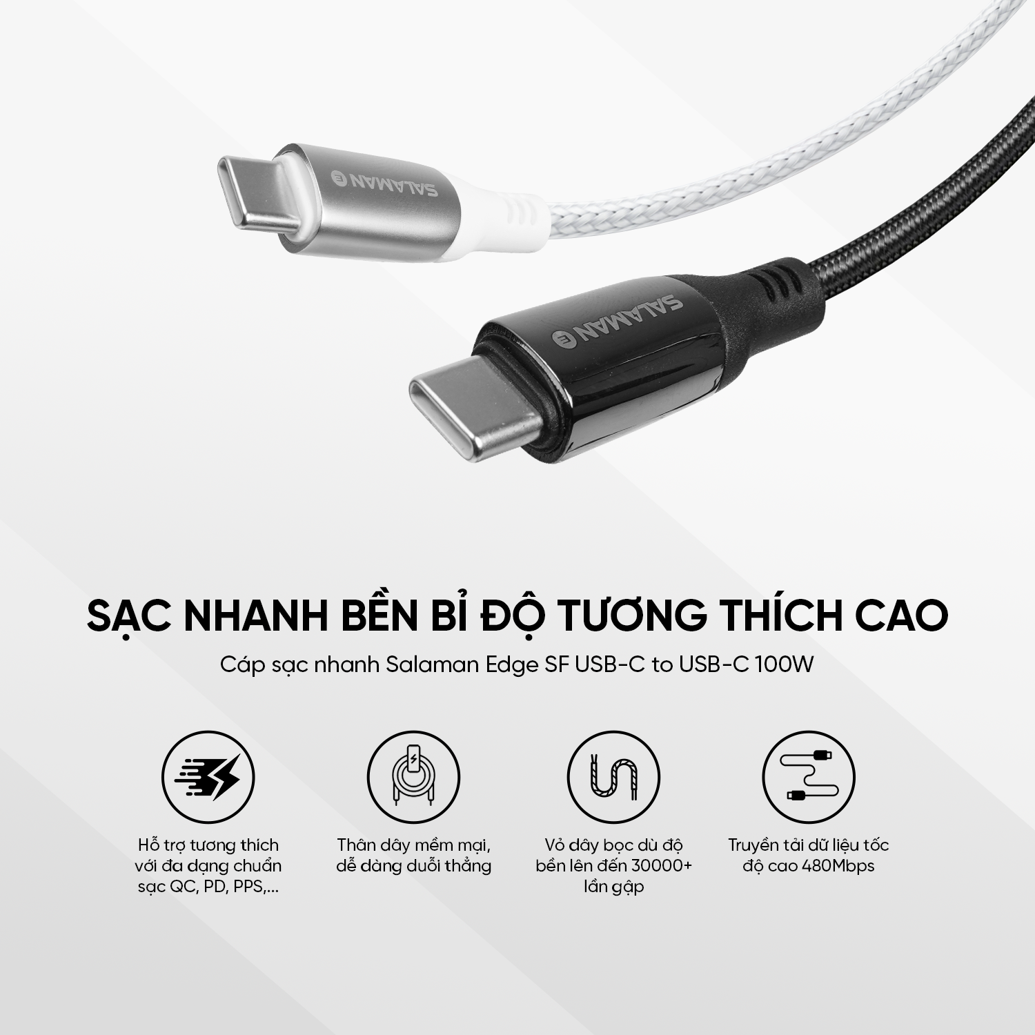  Cáp sạc nhanh Salaman Edge SV 100W 