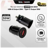  Tẩu Sạc Nhanh Ô Tô Salaman Nano EA 55W 