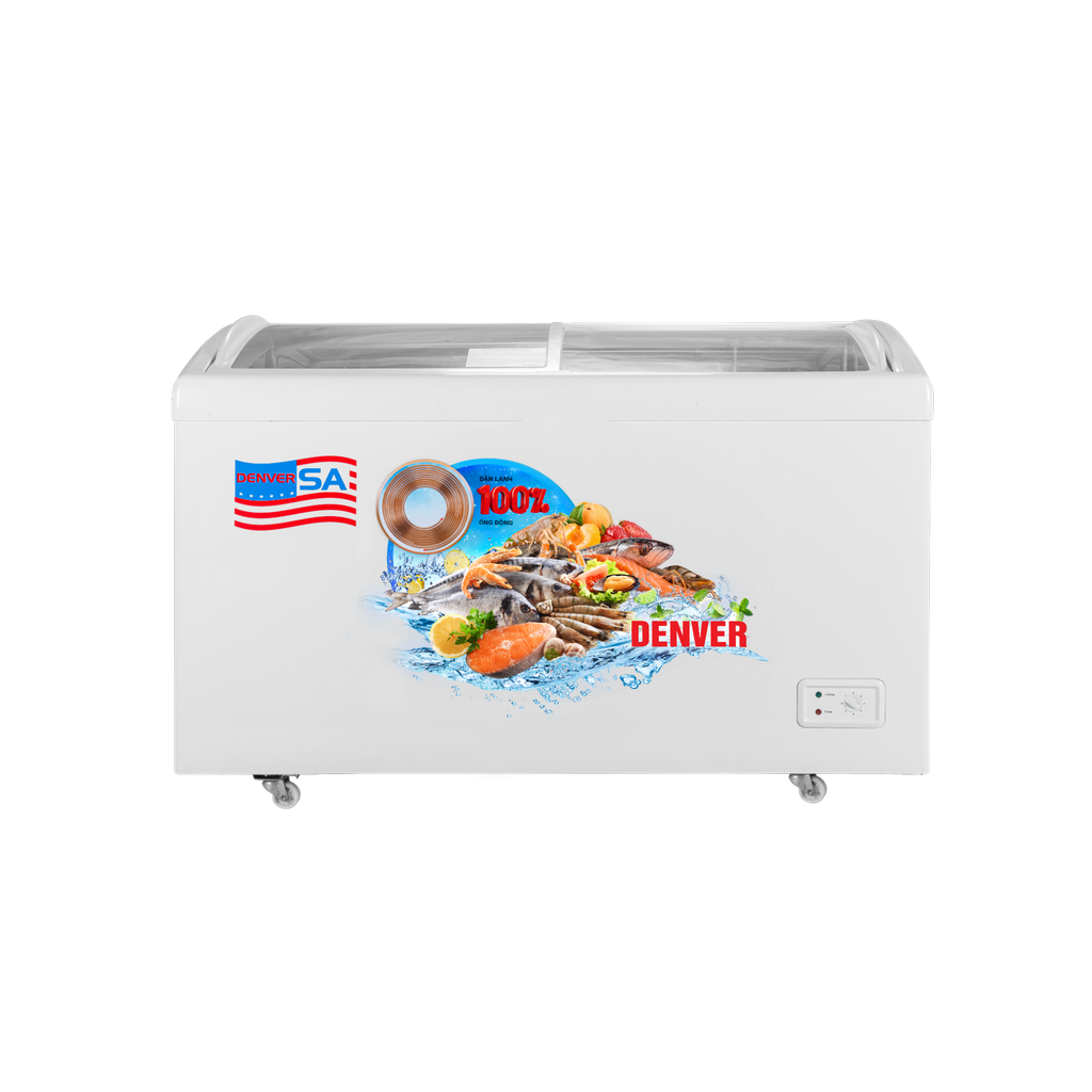  Tủ kem Denver 365L Lòng Inox - Trưng bày đẹp, giữ kem lạnh, mịn 